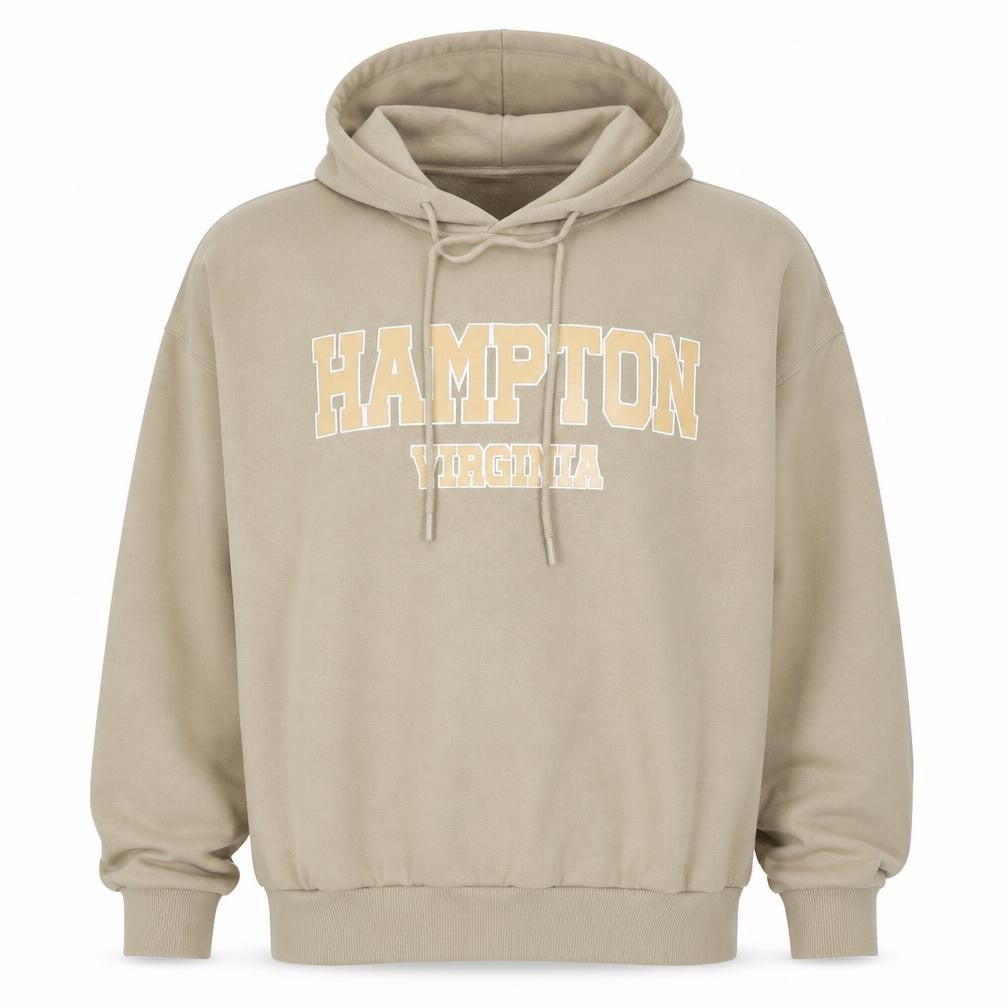 Bershka Womens Beige Pullover Hoodie Hampton Virginia Print Size S