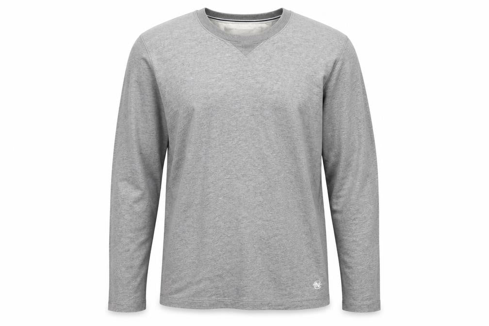 Nautica Competition Men's Grey Long Sleeve Cotton T-Shirt L