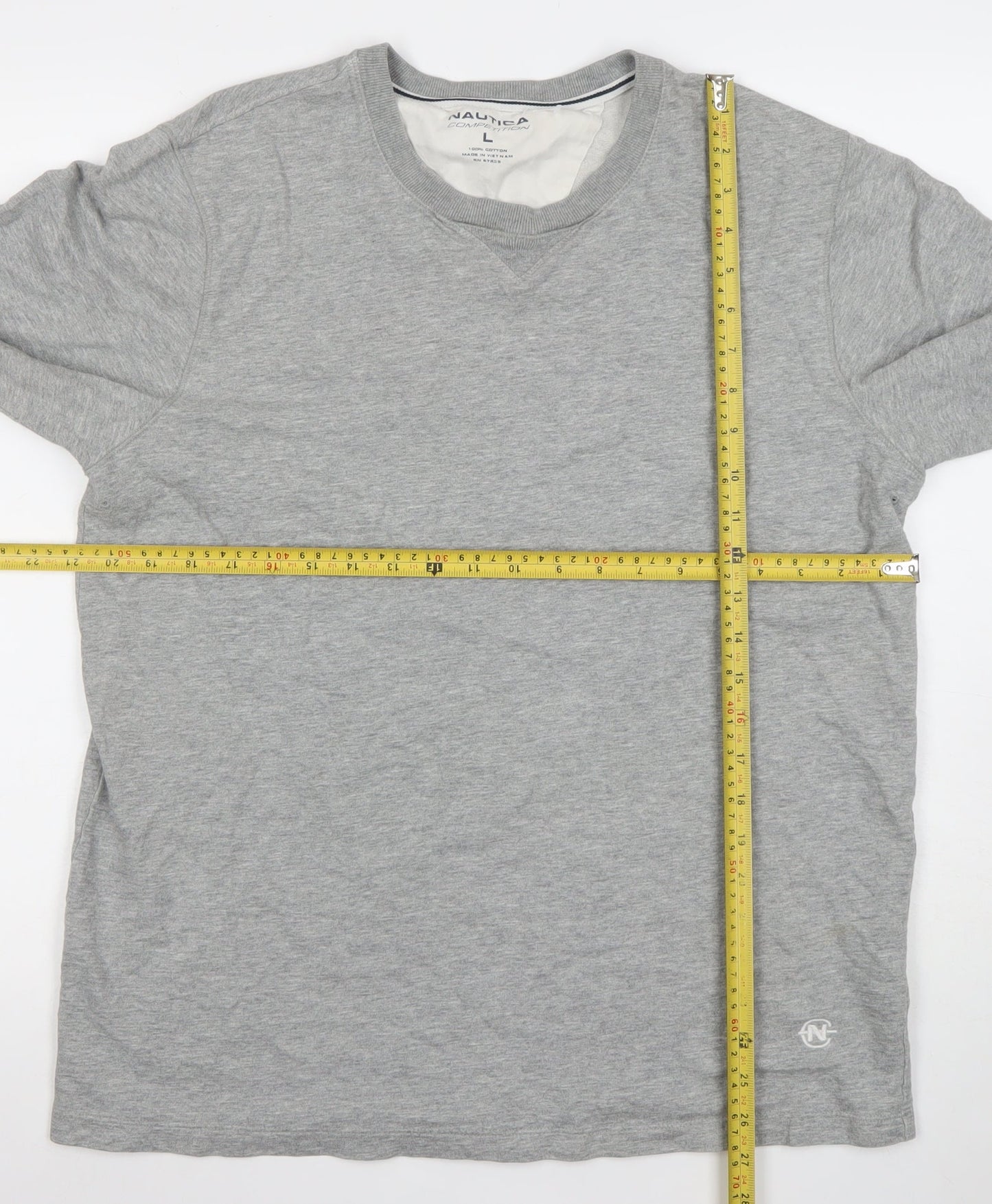 Nautica Competition Men's Grey Long Sleeve Cotton T-Shirt L