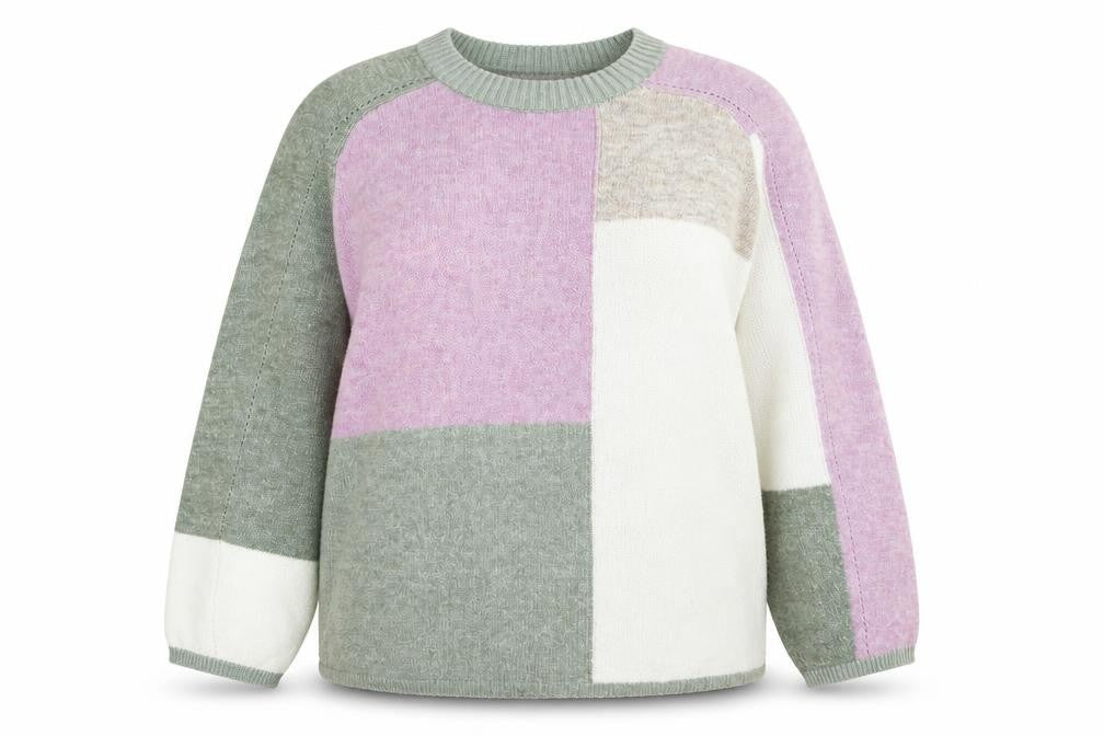 NEXT Women's Multicoloured XL Crew Neck Relaxed Fit Block Knit Jumper