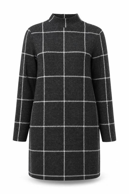 Marks & Spencer Women Grey Check Knit Shift Dress Size 10