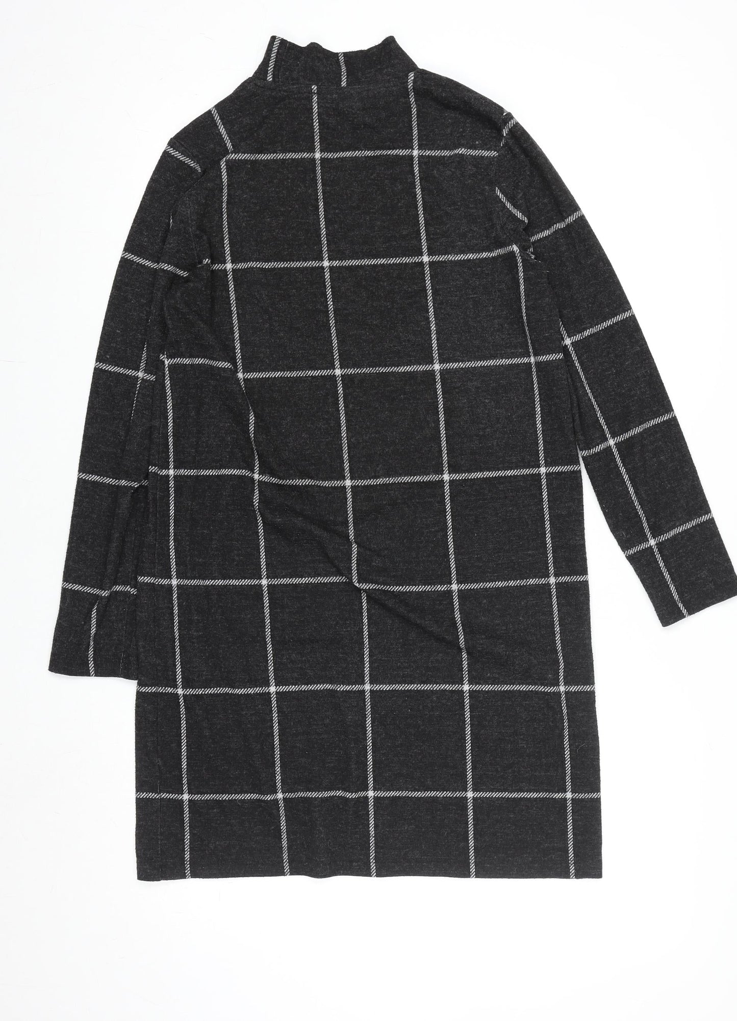 Marks and Spencer Women Grey Check Knit Shift Dress Size 10