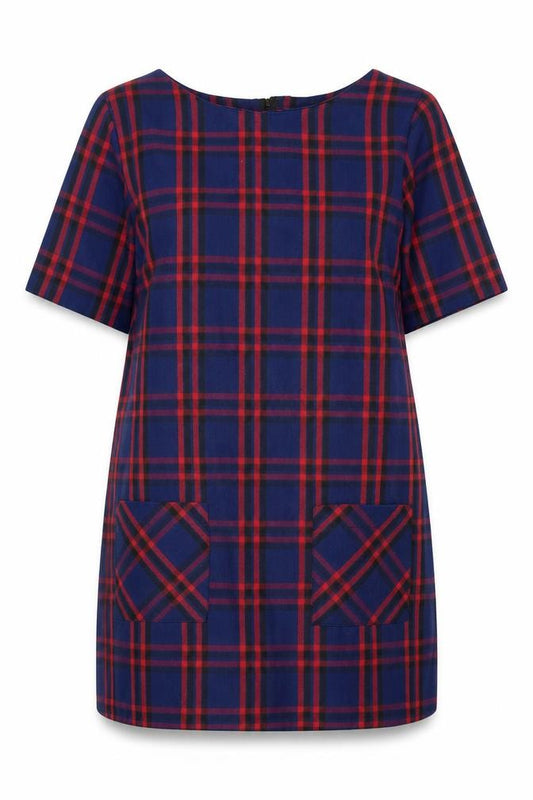 Dorothy Perkins Women Blue Check Shift Dress Size 16