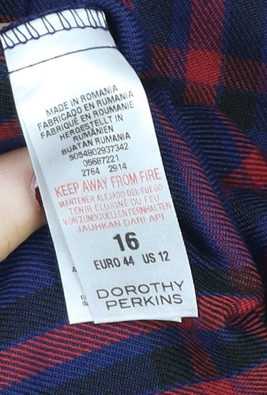 Dorothy Perkins Women Blue Check Shift Dress Size 16