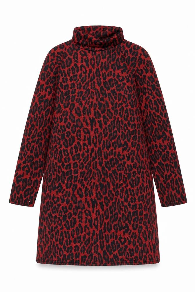 V by Very Women Red Animal Print Shift Dress Size 10 Long Sleeve