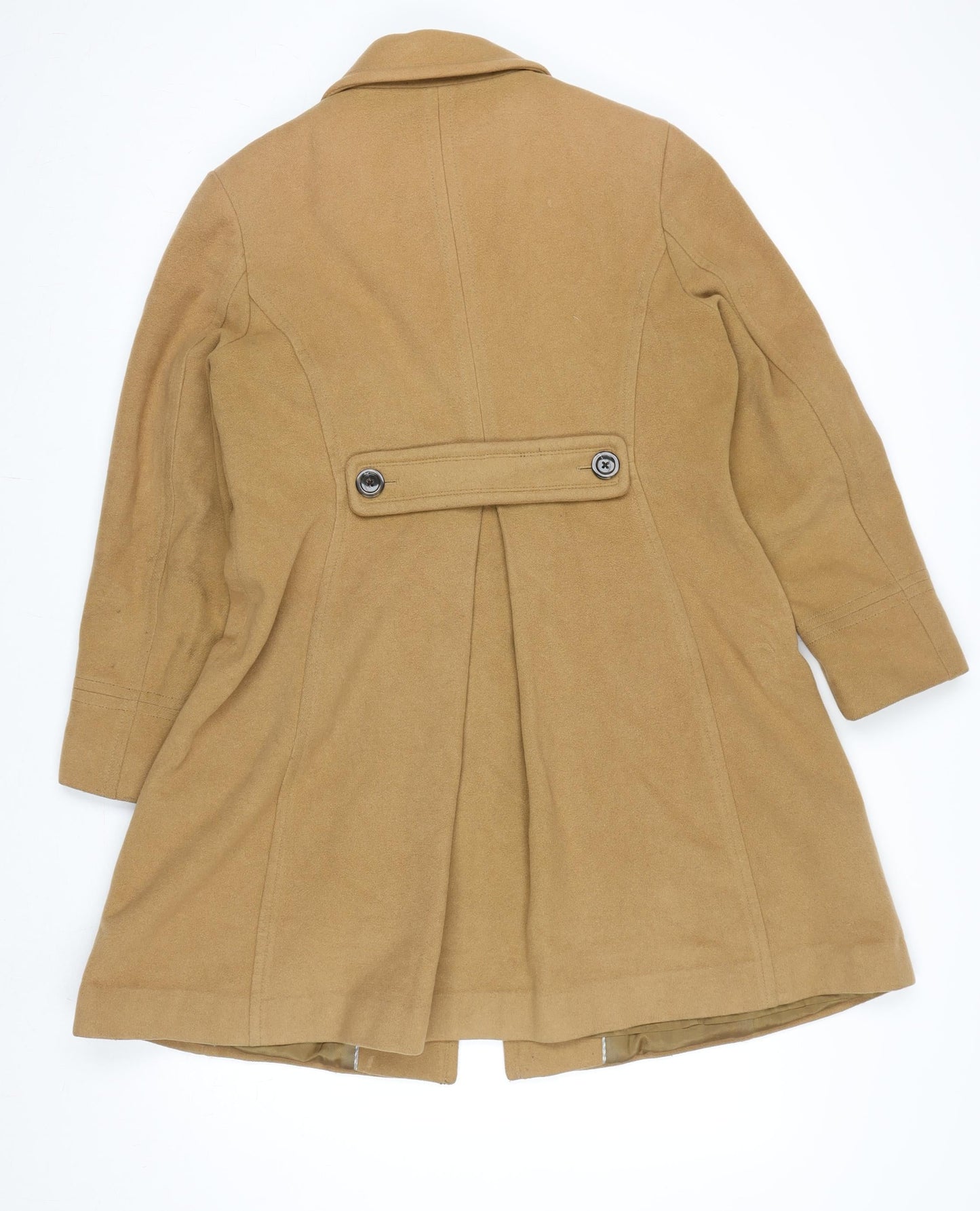 Lands' End Women's Beige Wool Cashmere Blend Mid-Length Pea Coat Size 12 Petite