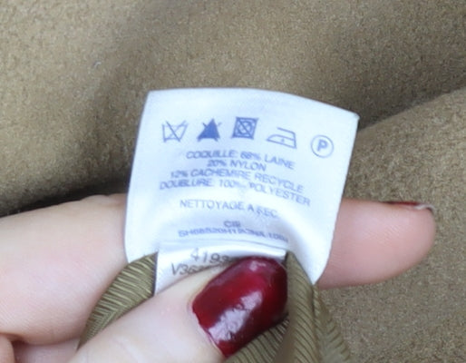 Lands' End Women's Beige Wool Cashmere Blend Mid-Length Pea Coat Size 12 Petite