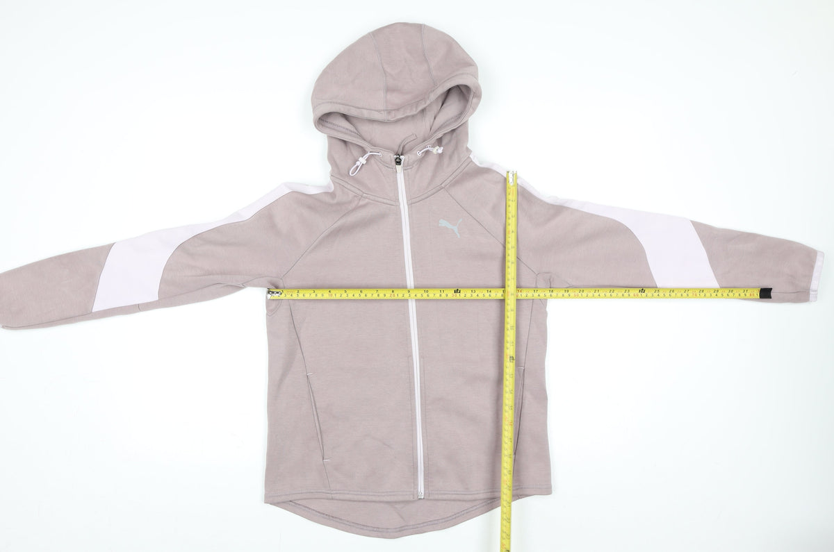 Puma Women Beige Hooded Full Zip Track Jacket Size 10