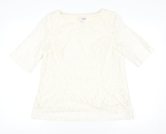 Next Women’s Ivory Lace Short Sleeve Blouse Size 14