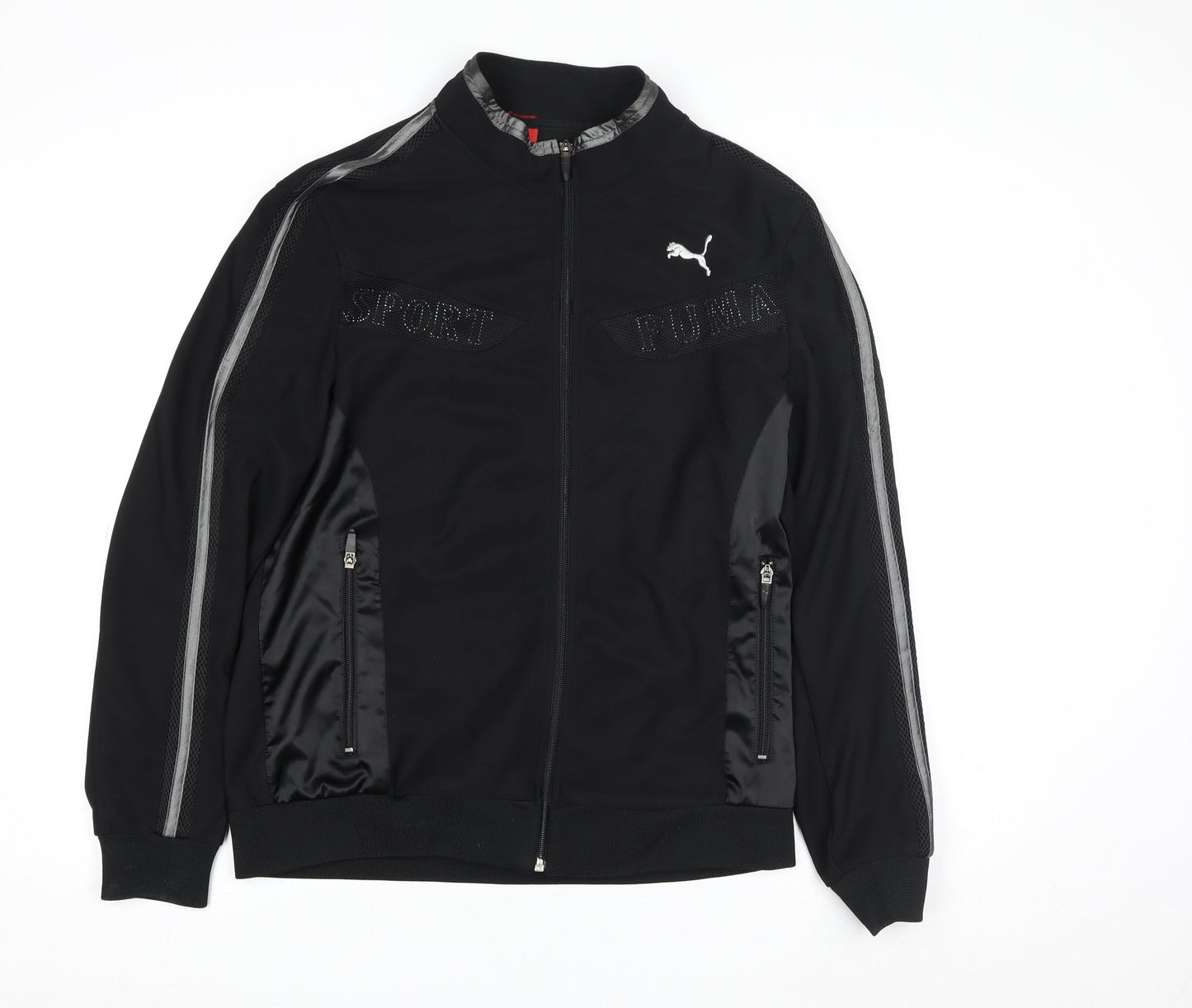 Puma Women's Black Track Jacket M Full Zip Lightweight Sportswear
