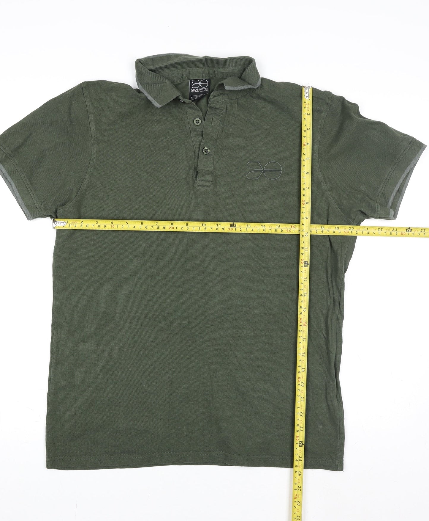 Crosshatch Men's Green Regular Fit Cotton Polo Shirt L