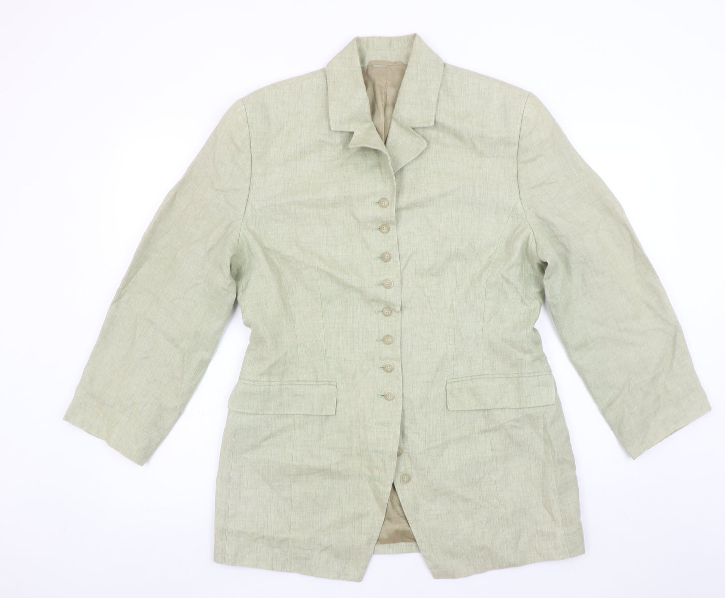 Esprit Women's Beige Linen Single-Breasted Blazer Size M
