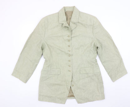 ESPRIT Women's Beige Linen Single-Breasted Blazer Size M