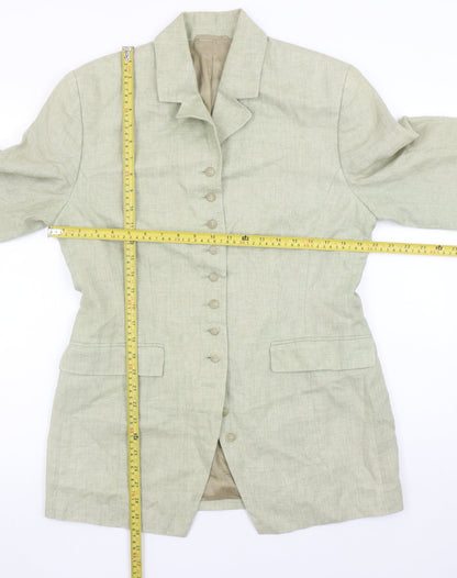 ESPRIT Women's Beige Linen Single-Breasted Blazer Size M