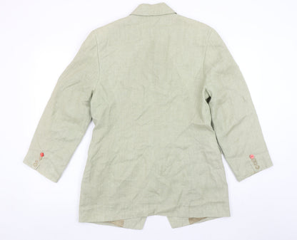 ESPRIT Women's Beige Linen Single-Breasted Blazer Size M