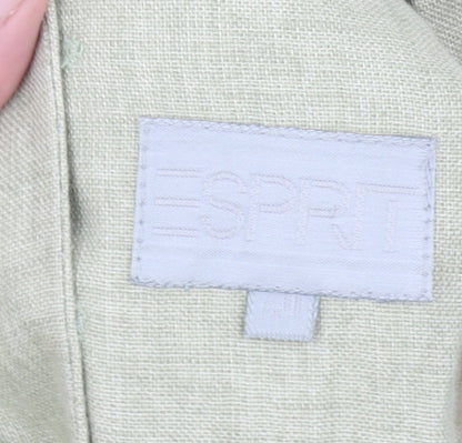 ESPRIT Women's Beige Linen Single-Breasted Blazer Size M