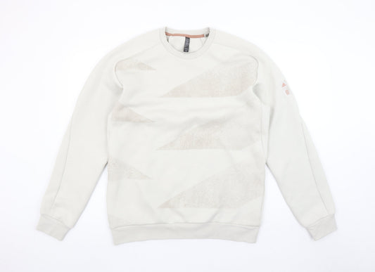 adidas Men Beige Graphic Pullover Sweatshirt M Regular Fit