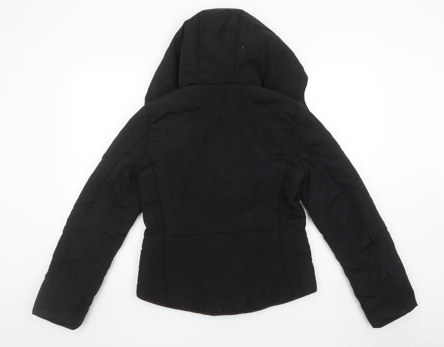 H&M Womens Black Puffer Jacket Size 8 Hooded Winter Coat