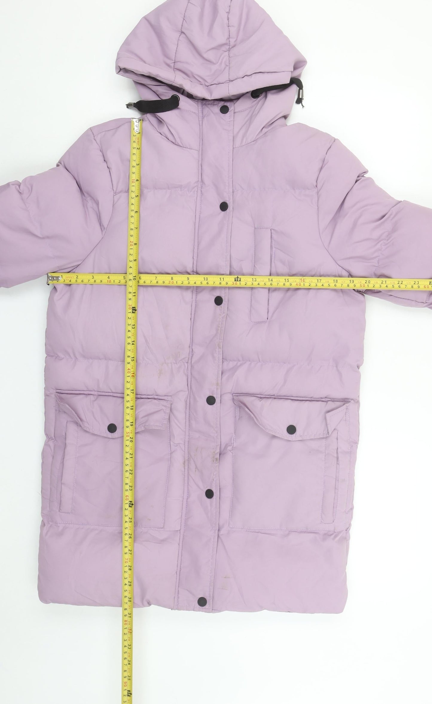 Brave Soul Womens Purple Long Puffer Coat Hooded XS