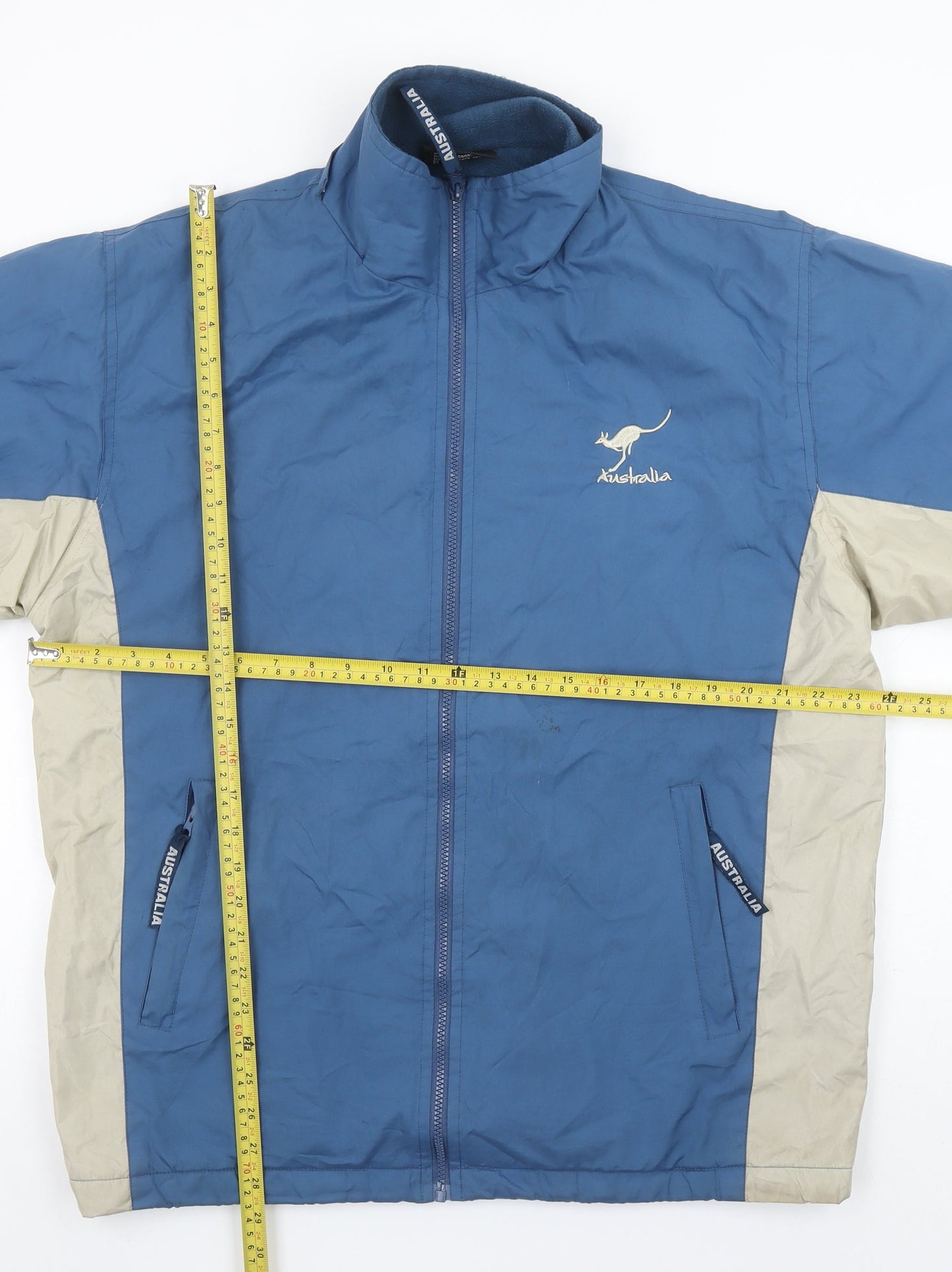 Australia Men’s Blue Windbreaker Jacket M Polyester Embroidered Logo