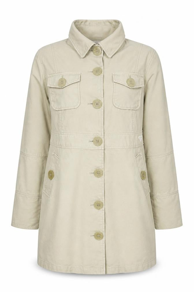 Roxy Women Beige Mid-Length Cotton Trench Coat Size 12
