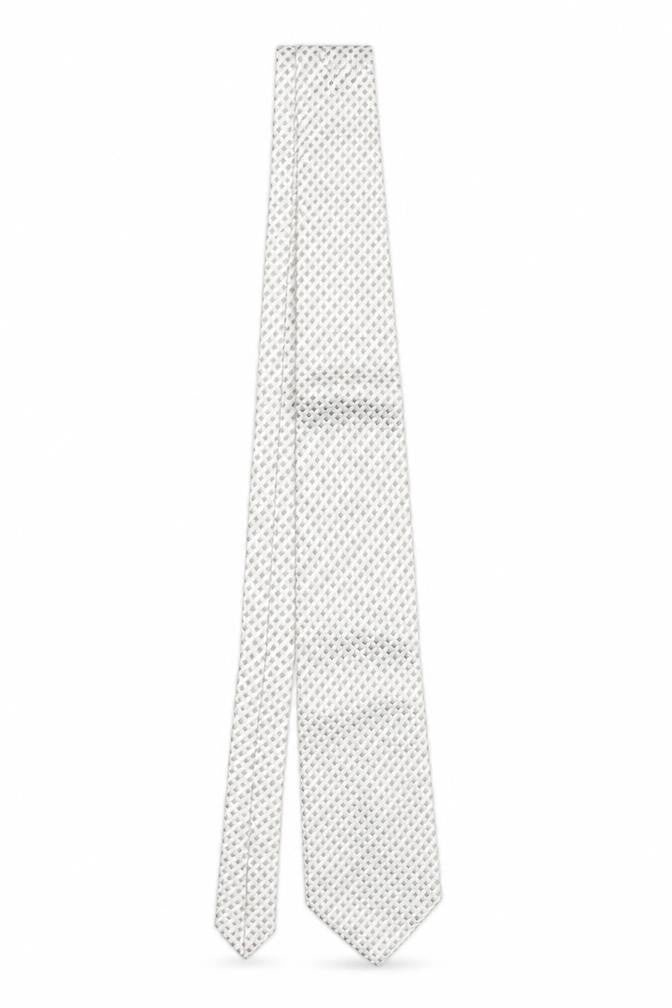 La Corona Men’s Beige Geometric Silk Tie – Designer Woven Style