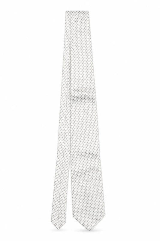 La Corona Men’s Beige Geometric Silk Tie – Designer Woven Style