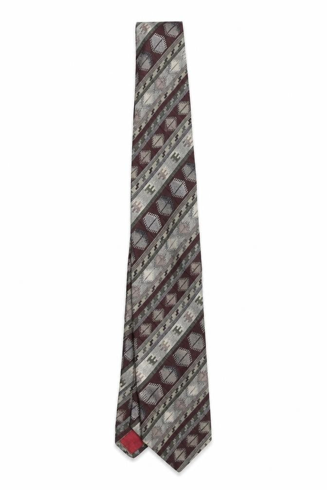 Altea Milano Men's Grey Geometric Designer Silk Tie One Size