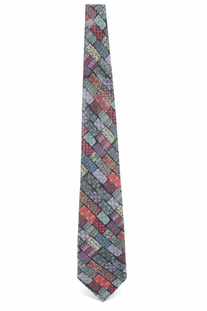 Aquascutum Men’s Multicoloured Pure Silk Geometric Designer Tie One Size