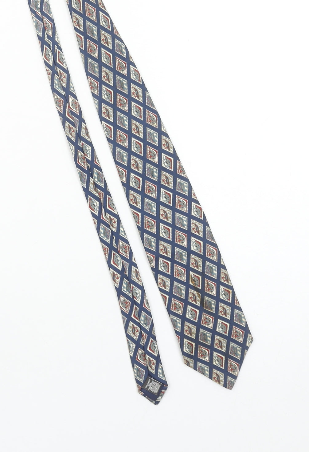 Marks and Spencer St Michael Blue Silk Geometric Men's Tie