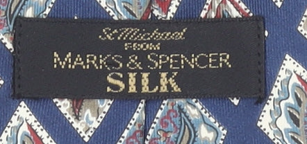 Marks and Spencer St Michael Blue Silk Geometric Men's Tie