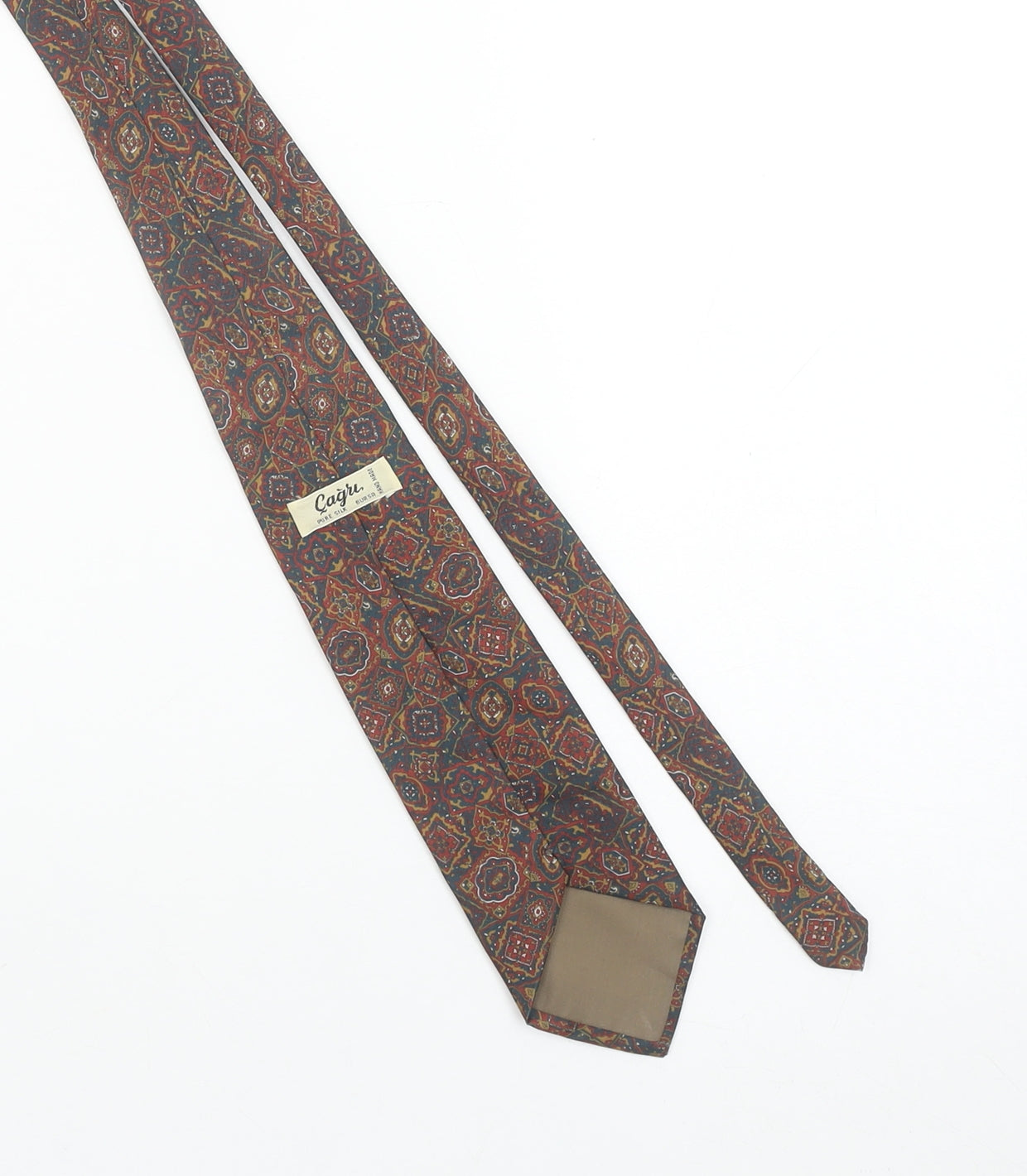 Çağrı Handmade Men's Multicoloured Geometric Pure Silk Slim Tie