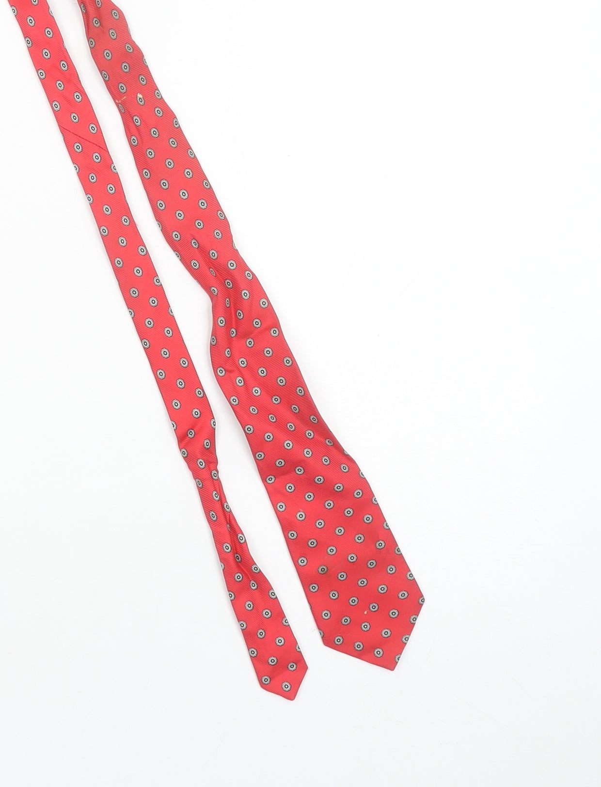 Leonardo Strelli Men's Red Geometric Silk Designer Tie
