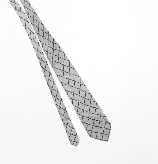 Silkworm London Men’s Grey Geometric Slim Silk Tie Handmade