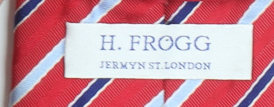 H. Frogg Red Striped Silk Blend Tie Men’s One Size Classic Jermyn St London