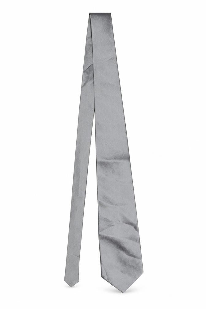 Kailong Men's Grey Handmade 100% Silk Pointed Tie