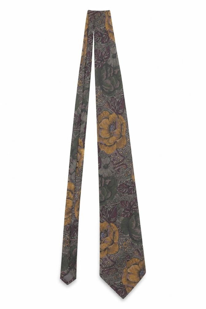 Palette Men's Brown Floral Paisley Silk Tie Made in England 176cm