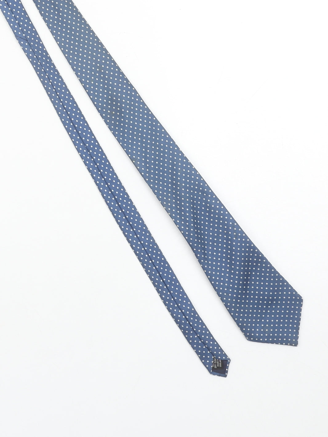 James Meade Men's Blue Polka Dot Pure Silk Slim Tie
