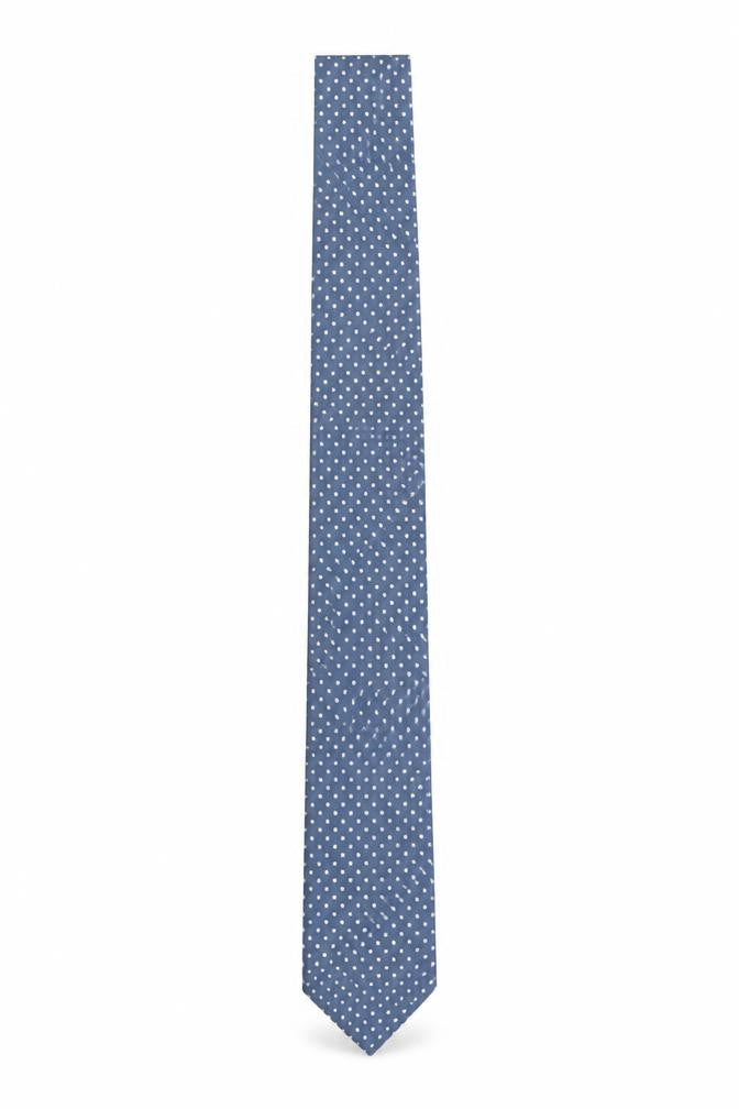 James Meade Men's Blue Polka Dot Pure Silk Slim Tie