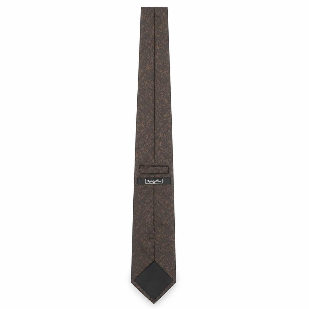 Taylor & Reece Men’s Brown Floral Slim Tie 176 Polyester Elegant Style