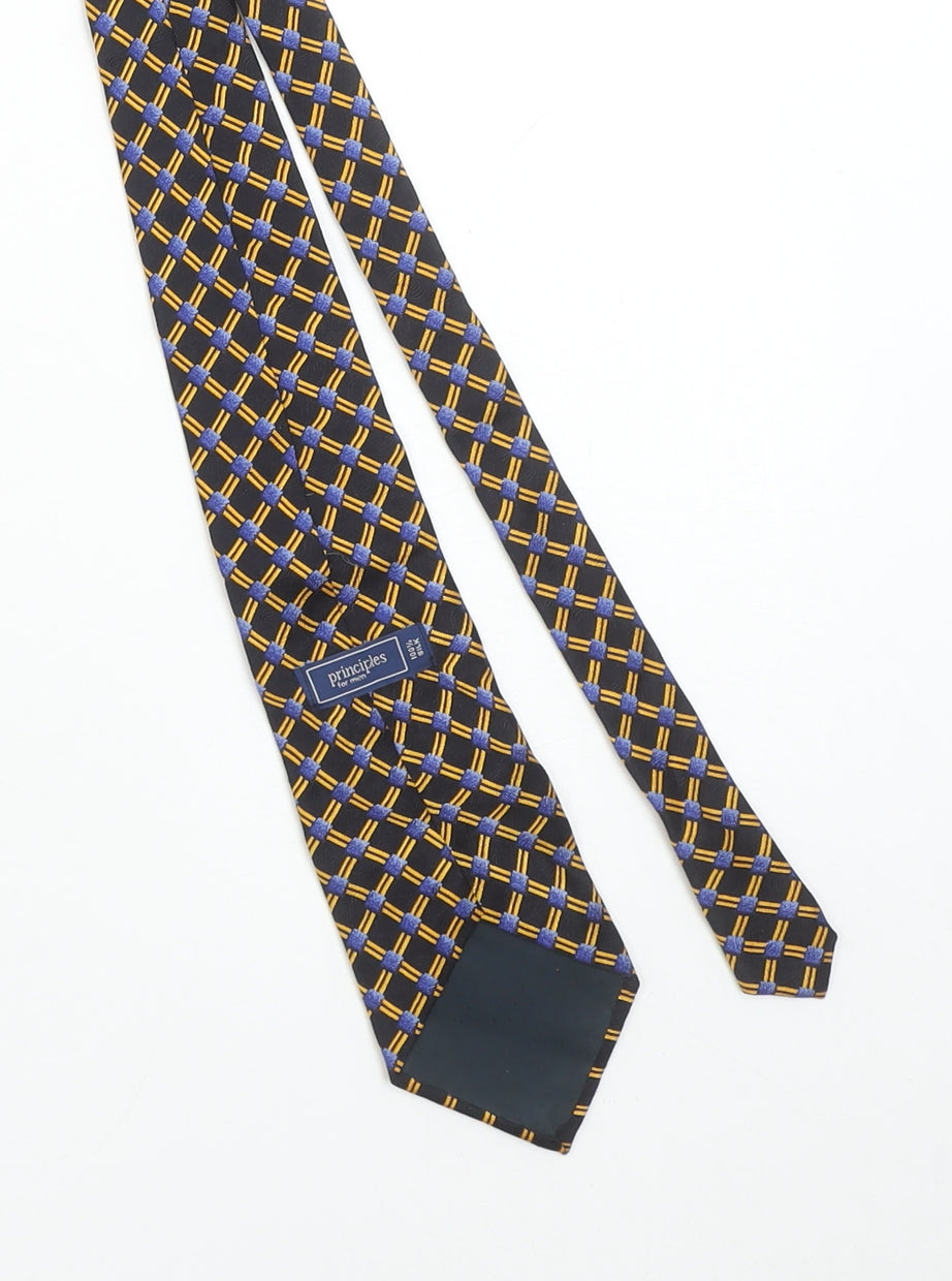 Principles for Men Blue and Yellow Geometric Silk Tie