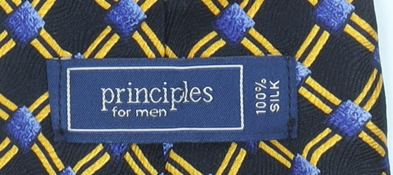 Principles for Men Blue and Yellow Geometric Silk Tie