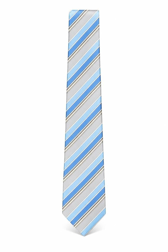 Michelsons of London Men's Blue Striped 100% Silk Tie One Size
