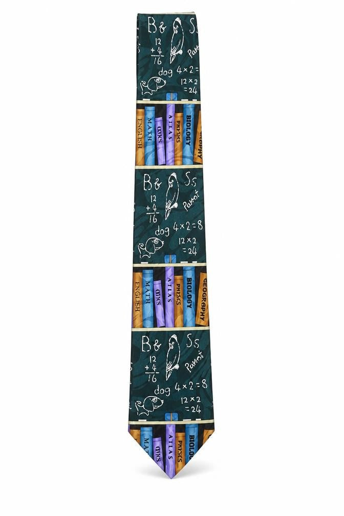 The Tie Studio London Men's Green School Theme Handmade Tie One Size