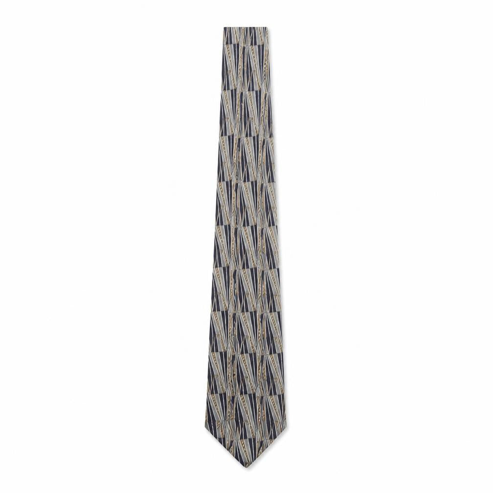 Being Casual Beisite Men's Beige and Blue Geometric 100% Silk Handmade Tie One Size