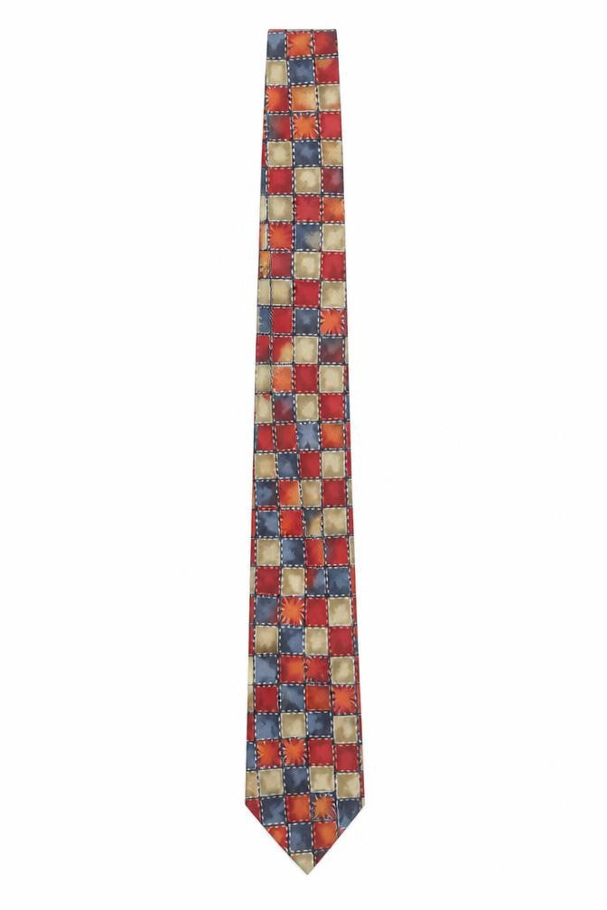Marks & Spencer Men’s Multicoloured Silk Checked Tie 176 Slim Style