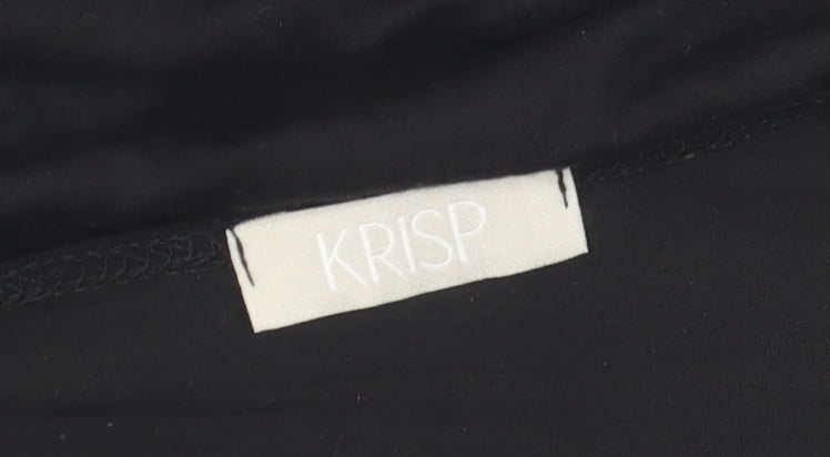 Krisp Women Black Size 14 Wrap Dress Short Sleeve Viscose Blend