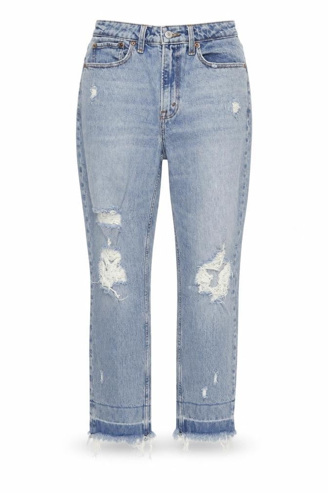 Abercrombie & Fitch Women's Blue High Rise Mom Jeans Size 26 Distressed Denim