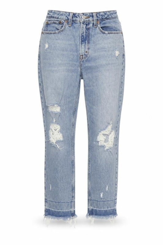Abercrombie & Fitch Women's Blue High Rise Mom Jeans Size 26 Distressed Denim