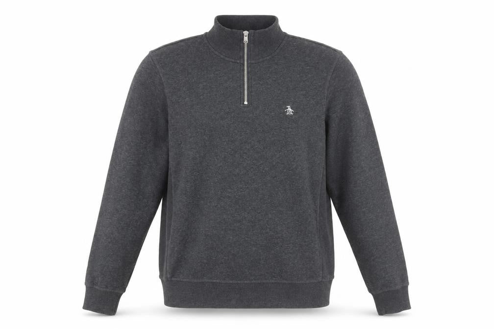 Original Penguin Men's Grey 1/4 Zip Jumper Size S Regular Fit